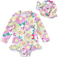Infant Baby Girl Swimsuit One-Piece Long Sleeve Rash Guard by YOUNGERTREE