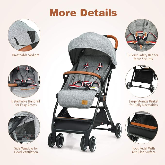 BABY JOY Lightweight Baby Stroller, Compact Toddler Travel Stroller - Image 2