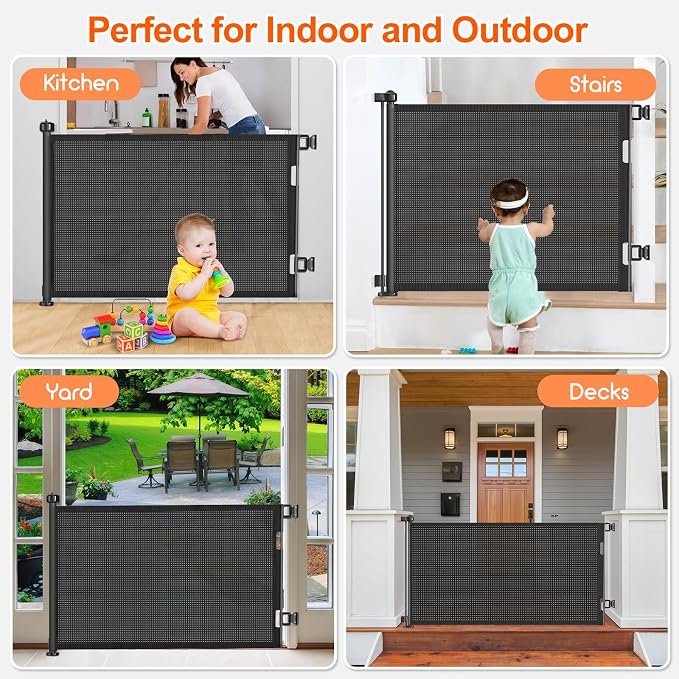 71 inch Retractable Baby Gates, EZIGO Extra Wide Baby Gate - Image 7
