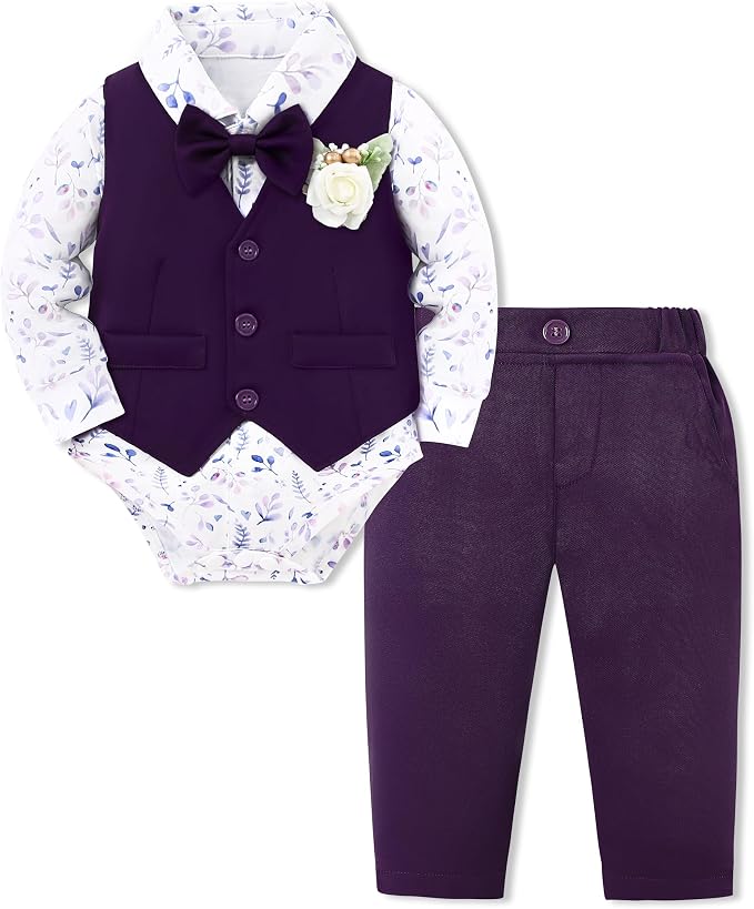 SANMIO Baby Boy Clothes Suits Infant Gentleman Outfit Collared Dress by SANMIO