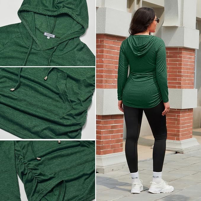 GINKANA Maternity Hoodie Long Sleeves Shirts Casual Maternity Top Pregnancy - Image 7