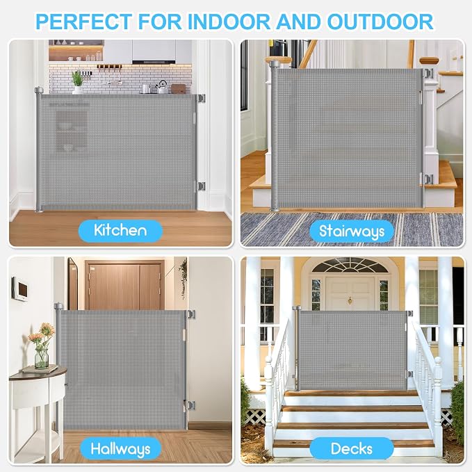 55 Inch Retractable Baby Gates Extra Wide, 41 Inch Reinforced Extra Tall Gate - Image 8