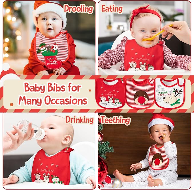 3Pcs Christmas Baby Cotton Bibs - Image 6