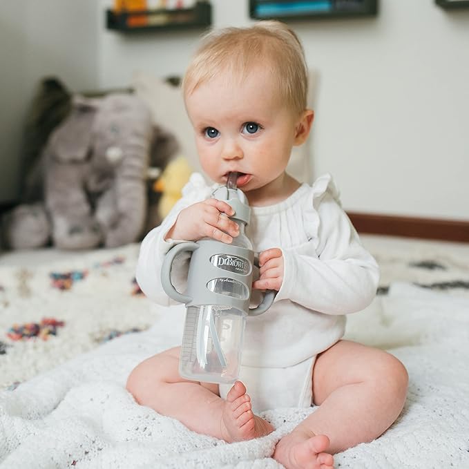 Dr. Brown's Milestones Narrow Sippy Straw Bottle, Spill-Proof - Image 2