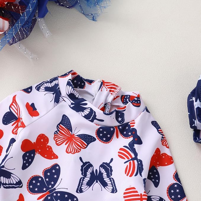 Infant Baby Girl Swimsuit One-Piece Long Sleeve Rash Guard - Image 4