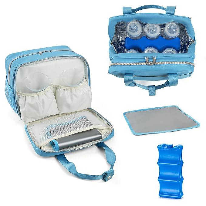 Breastmilk Cooler Bag with Ice Pack, Fits 6 Baby Bottles Up to 9 Ounce Breast by GEMIU