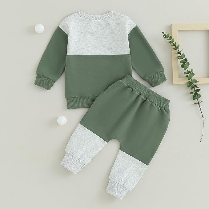 Kupretty Toddler Baby Boy Fall Winter Clothes Color Block Long Sleeve - Image 6
