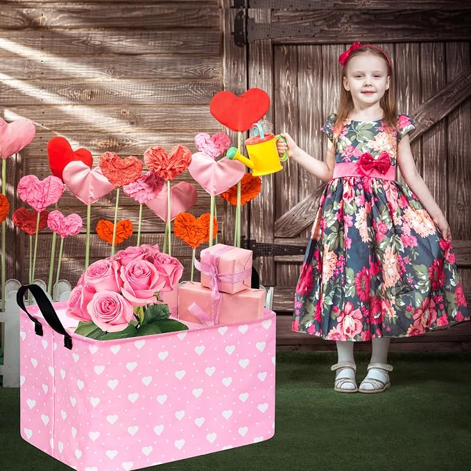 Rectangle Heart Partten Kids Gift Storage Basket Home Shelf Storage Basket - Image 2