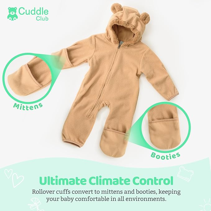 Cuddle Club Fleece Baby Bunting Bodysuit - Image 3