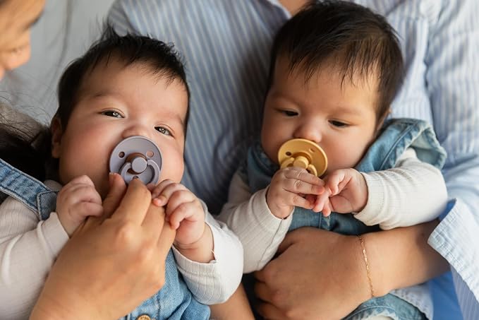 BIBS Colour Pacifier 2-Pack, BPA Free Dummy Binky, Round Nipple. Natural Rubber - Image 5
