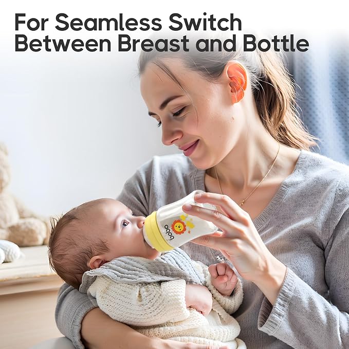 YOHKOH Glass Baby Bottles with Slow Flow Nipple, Newborn Anti-Colic Baby Bottles - Image 3