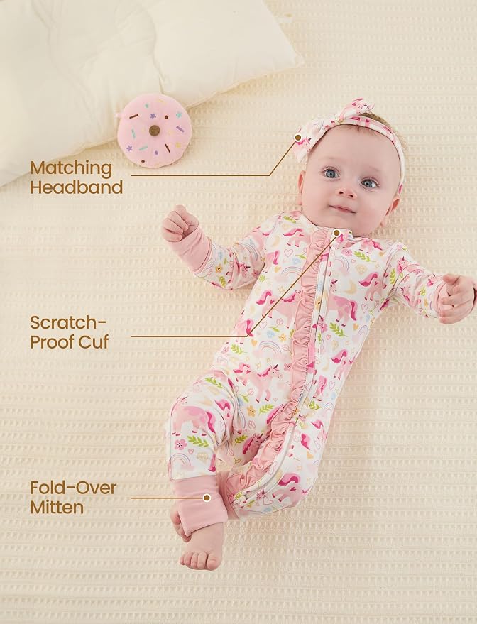 PATPAT Baby Girl Boy Clothes Newborn Infant Footie – Soft Viscose from Bamboo– - Image 5