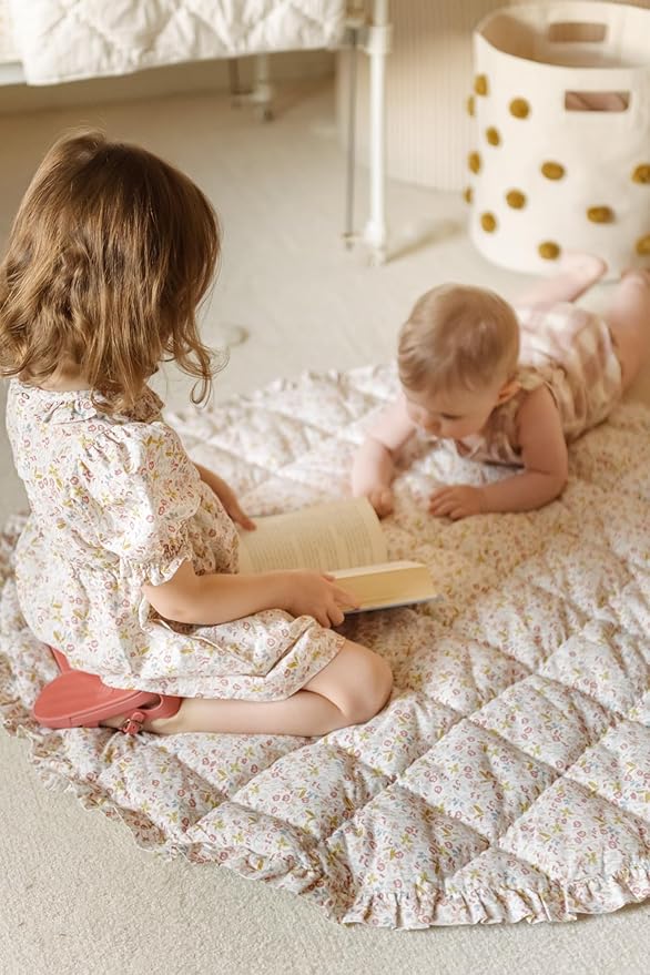 Pehr Baby Play Mat, Floret | Ultra-Soft Quilted 100% Cotton Exterior - Image 7
