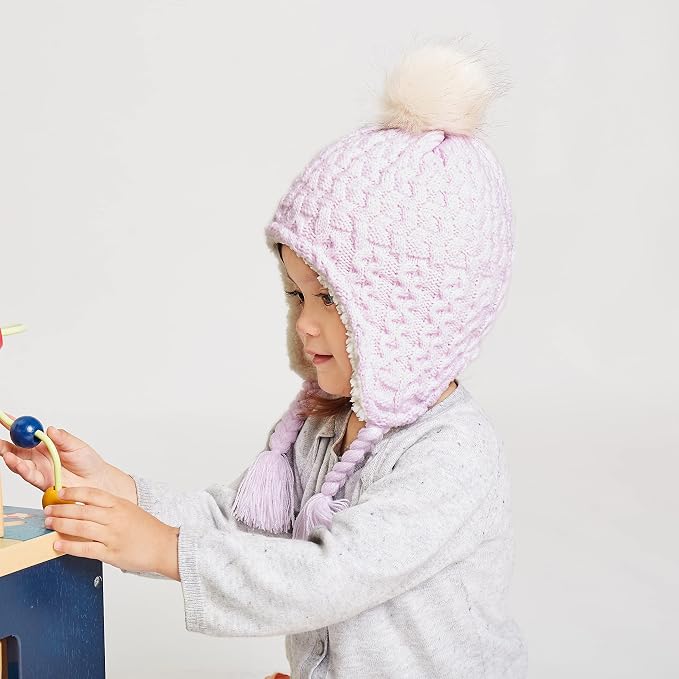 LANGZHEN Toddler Kids Infant Winter Hat, Earflap Knit Warm Cap Fleece Lined - Image 4