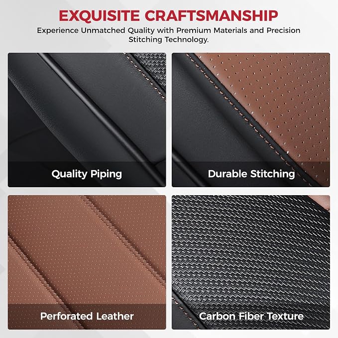 FREESOO Black Brown Car Seat Covers Full Set - Image 9