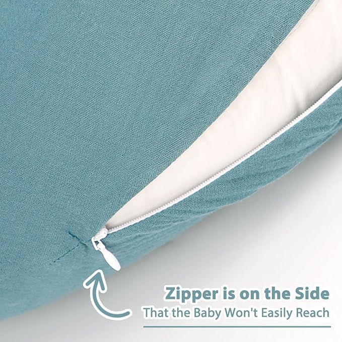Hooyax Muslin Nursing Pillow Cover, Soft Breathable Feeding Slipcover - Image 3