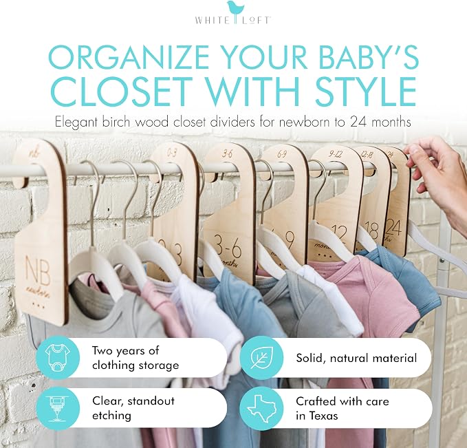 Baby Clothes Dividers for Closet – Wood Size Dividers for Newborn to 24 Months - Image 2