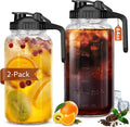 Glass Pitcher with Lid, 64 OZ Mason Jar Pitcher Double Leak Proof, 2 Quart by Mihlapi