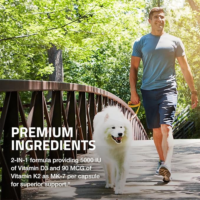 Bronson Vitamin K2 with D3 Supplement Non-GMO Formula 5000 IU Vitamin D3 & 90 - Image 4