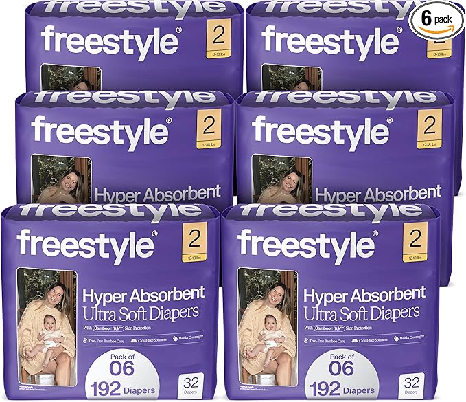 Freestyle BambooTek Diapers – Hyper Absorbent & Non-Toxic – Disposable Diapers by Freestyle