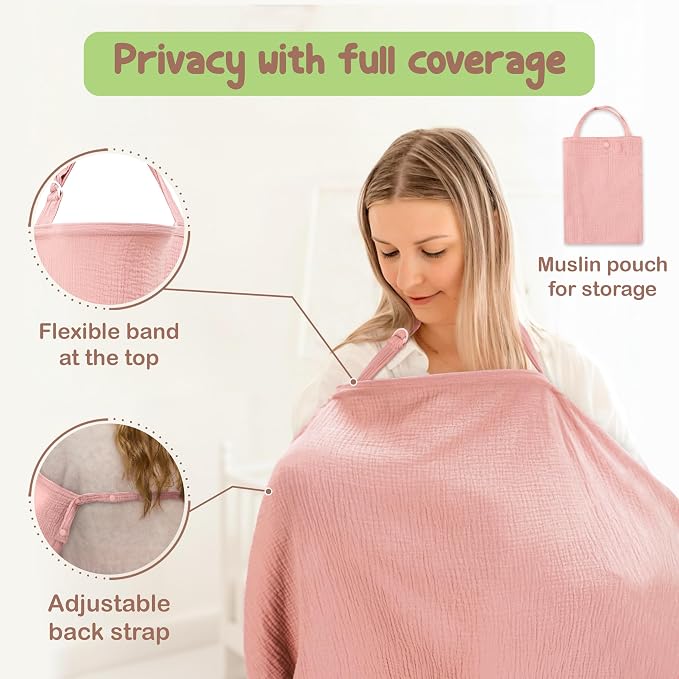 Premium Organic Breathable Muslin Nursing Cover - Image 5