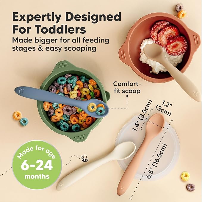 KeaBabies Silicone Baby Spoons, Self Feeding 6-12 months - Image 2