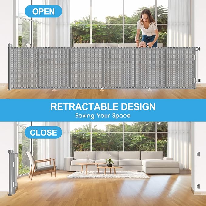 Upgrade 120 inch Retractable Baby Gates, EZIGO Extra Wide Baby Gate - Image 6