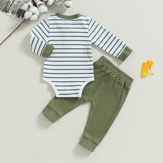Newborn Baby Boy Girl Clothes Ribbed Knitted Long Sleeve Romper Pants Solid - Image 7
