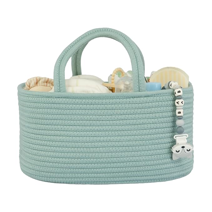 Diaper Caddy Organizer for Baby Cotton Rope Nursery Storage Bin Basket Portable by XUANGUO