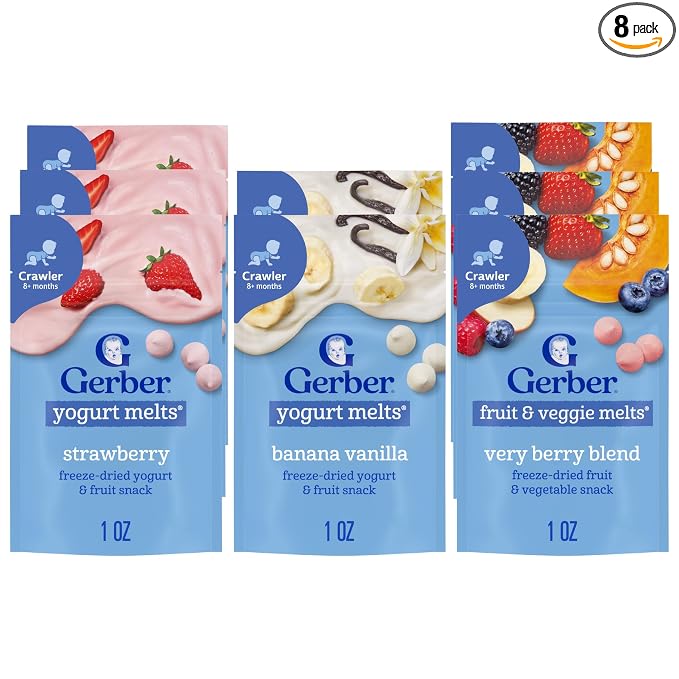 Gerber Stage 3 Baby Food Snacks, Strawberry, Banana Vanilla Yogurt Melts by Gerber