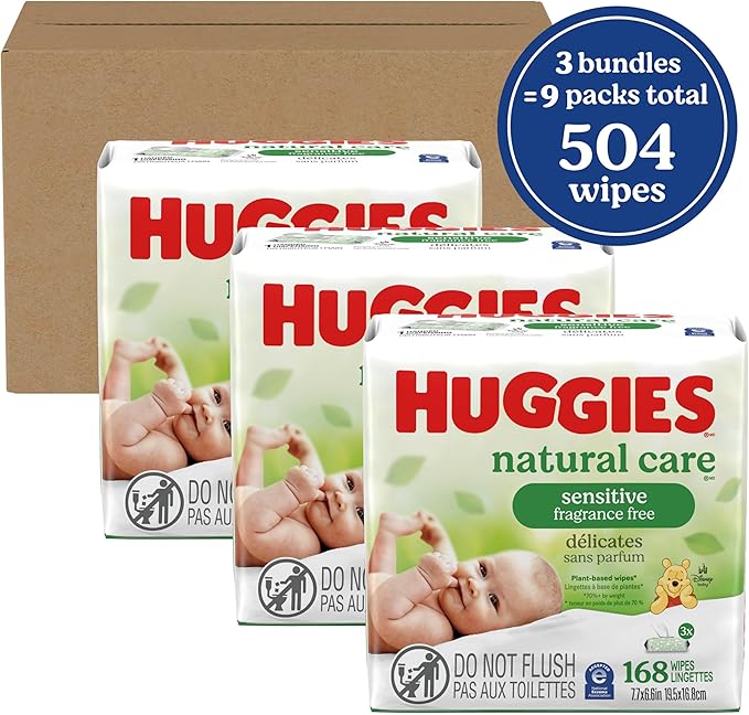 Huggies Natural Care Sensitive Baby Wipes, Hypoallergenic, 99% Purified Water - Image 2