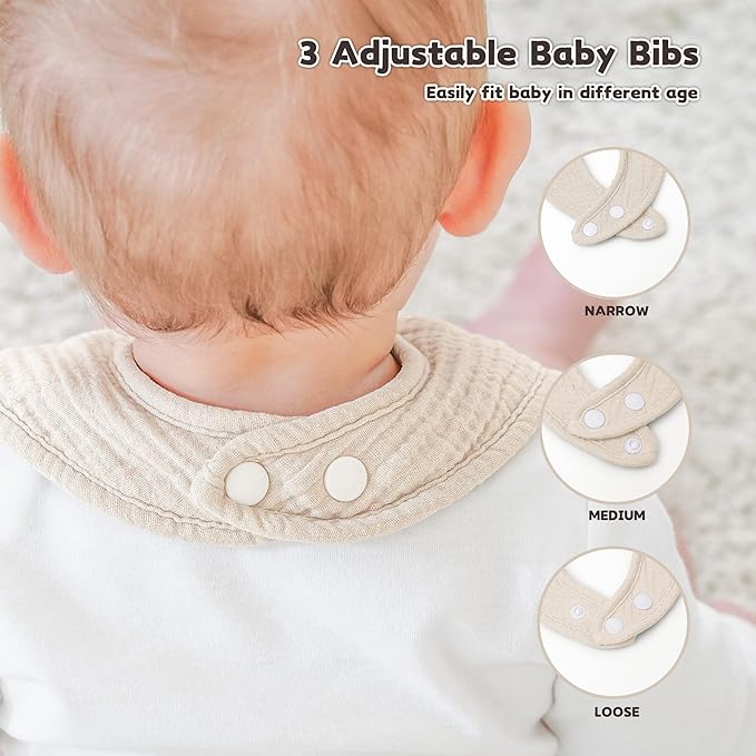 Susurration Muslin Baby Drool Bibs 10Pack Soft Square Adjustable Bandana Bibs - Image 3