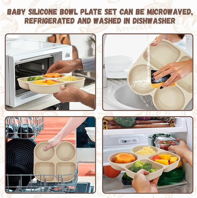 Silicone Baby Feeding Set, Baby Led Weaning Supplies, Baby Food Tableware - Image 6