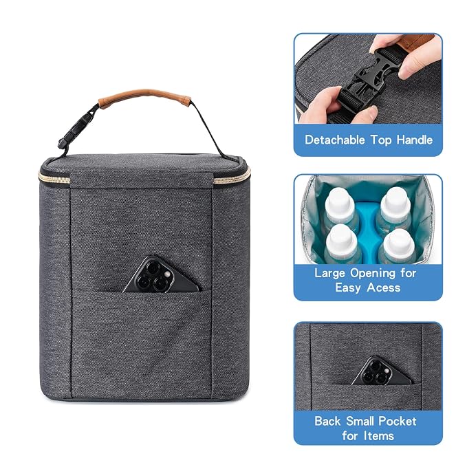 Breastmilk Cooler Bag with Ice Pack Fits 4 Baby Bottles Up to 9 Ounce, Baby - Image 4