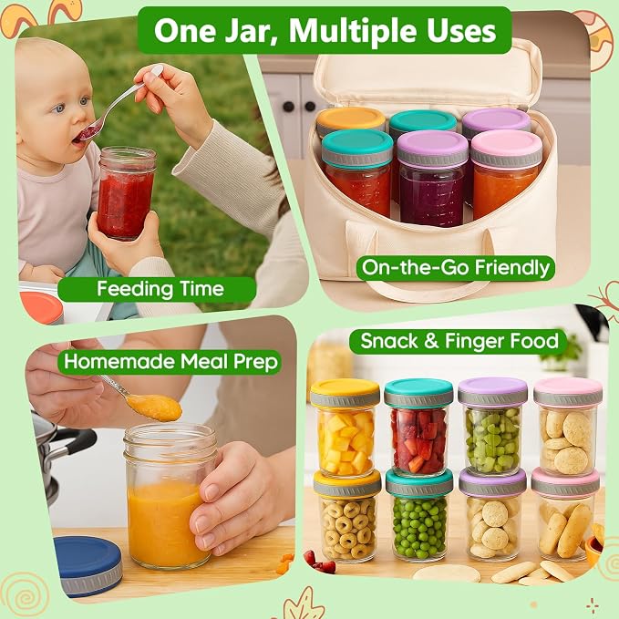 Glass Food Storage Jars with Lids – Baby Food, Breast Milk, Reusable Containers - Image 8