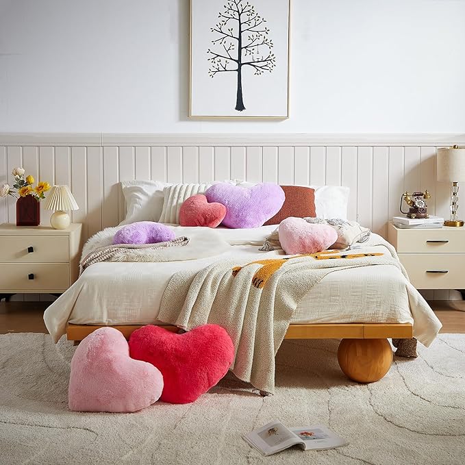 EastTree Heart Pillows, Light Pink Heart Shaped Pillows, Ultra Soft Extra-Large - Image 4