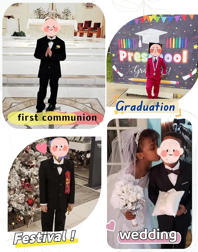 YuanLu Boys Suit for Kids Tuxedo Wedding Ring Bearer Outfit, 5 Piece Boy Slim - Image 5
