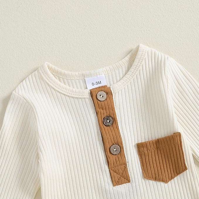 fhutpw Baby Boy Clothes 3 6 12 18 Months Ribbed Knitted Long Sleeve Romper and - Image 4