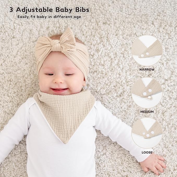 Susurration Muslin Baby Bibs 10Pack Baby Bandana Drool Bibs Soft Adjustable - Image 3