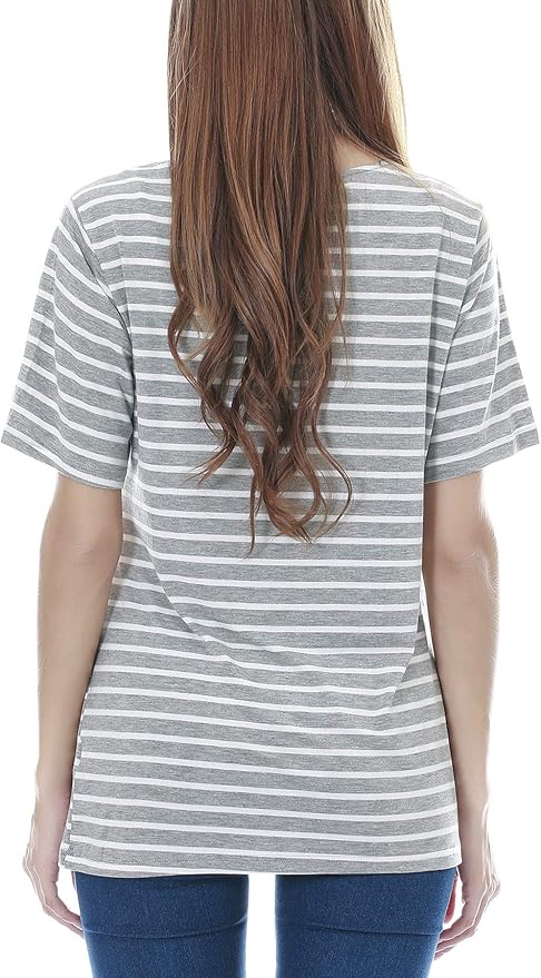 Smallshow Women's Maternity Nursing Tops Short Sleeve Breastfeeding Clothes - Image 4