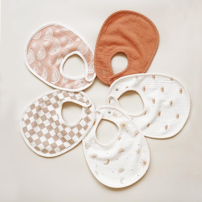 Konssy Muslin Baby Bibs 8 Pack Baby Bandana Drool Bibs Cotton - Image 7