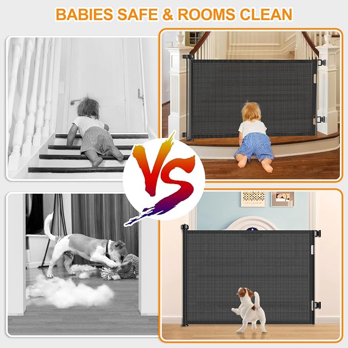 55 Inch Retractable Baby Gates Extra Wide, 41 Inch Reinforced Extra Tall Gate - Image 4