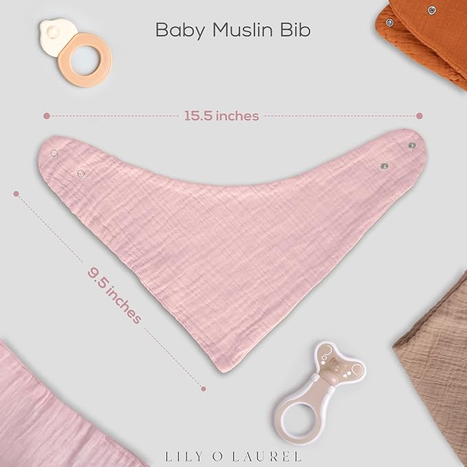 Muslin Baby bibs for drooling and teething, 100% cotton, Bibs for baby girl - Image 3