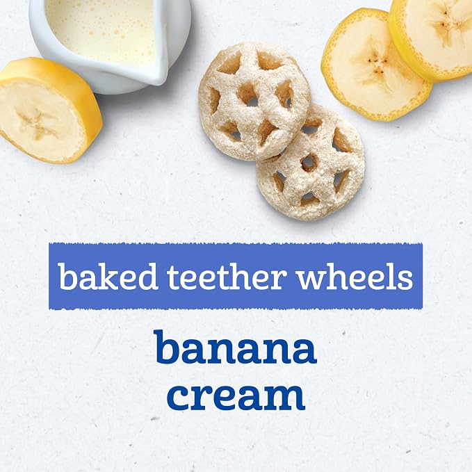 Gerber Baked Teether Wheels, Banana Cream Crunchy Teether Snack, Baby Crackers - Image 3