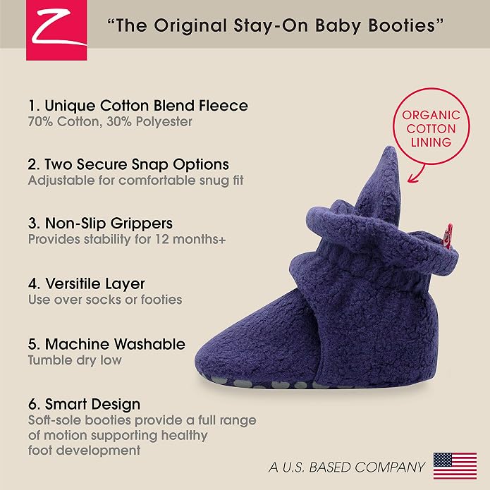 Zutano Unisex Fleece Baby Booties, Two Snap Closure, Newborn to 24 Months - Image 3
