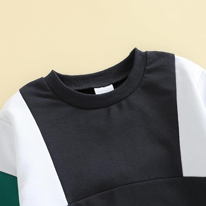 Kupretty Toddler Baby Boy Fall Winter Clothes Color Block Long Sleeve - Image 4