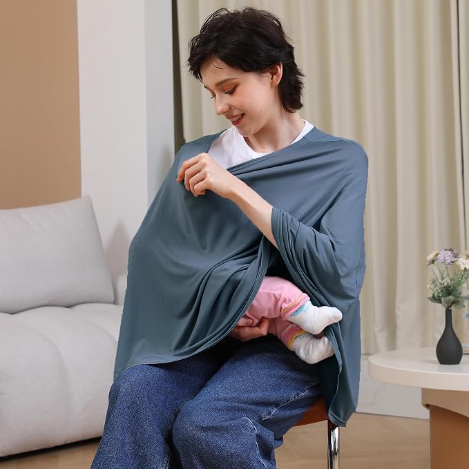 Nursing Cover for Breastfeeding, 360°Full Coverage Nursing Poncho, Rayon Soft & - Image 5