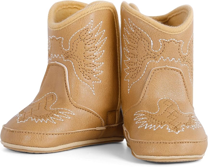 MK MATT KEELY Leather Western Boots Cowboy Bootie Soft Sole Non-Slip Crib Shoes - Image 2