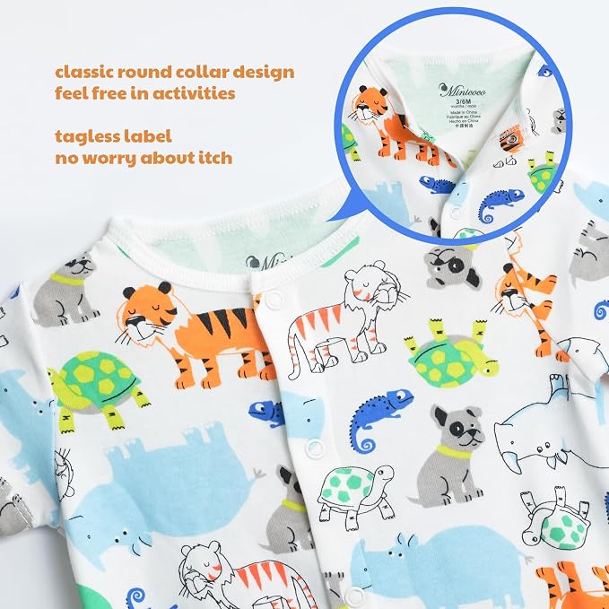 3-Pack 100% Cotton Baby Boy Rompers, 0-24Months Short Sleeve Toddler Romper - Image 5