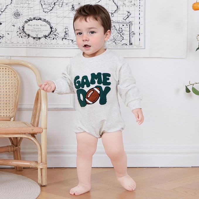 VISGOGO Newborn Infant Baby Boy Girls Oversized Romper Little Dude Sweater - Image 5